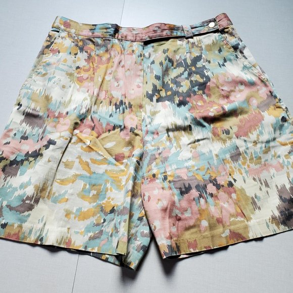 Vintage USA Made Colourful Pastel Abstract Cotton Bermuda Shorts - Picture 3 of 15